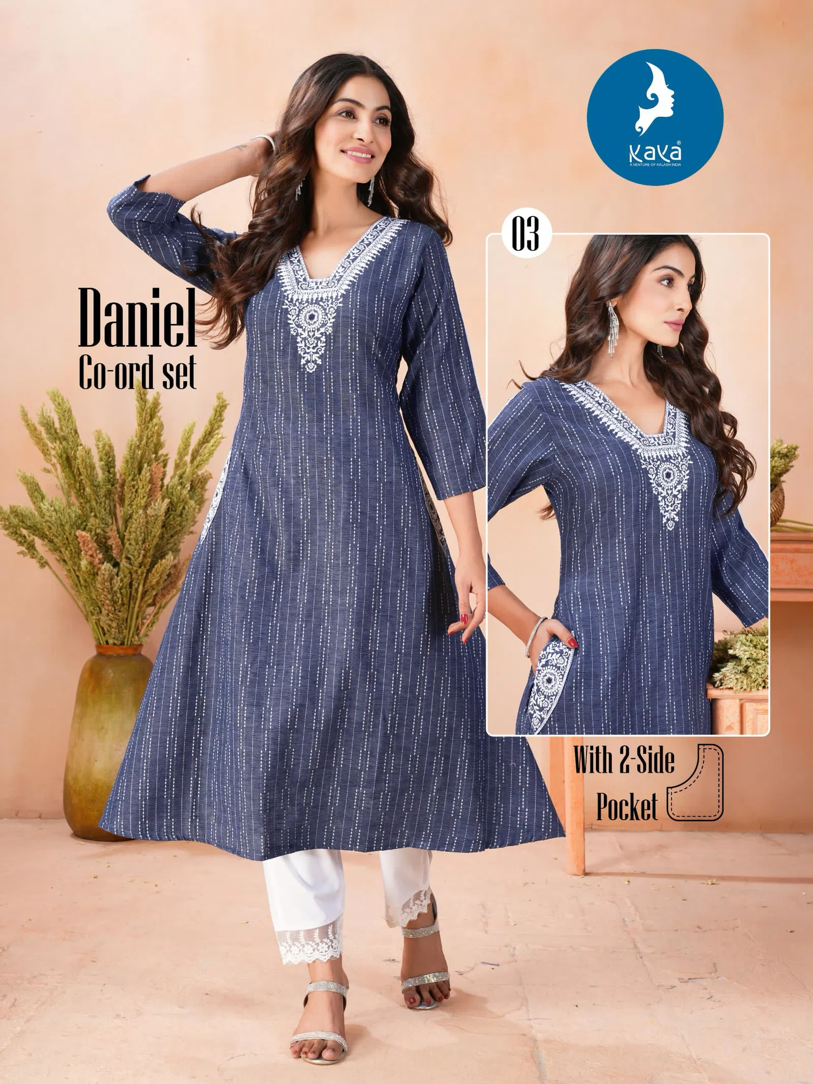 Daniel By Kaya Denim Butta Fancy Kurti With Bottom Exporters In India